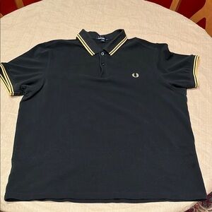 Fred Perry Black Polo Shirt with Yellow Accents